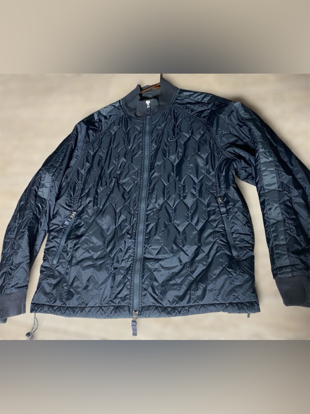 Nike Vintage Y2K Quilted Puffer Jacket Mens XL Black Full Zip Swoosh